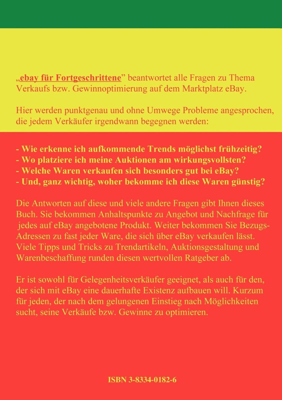 Rückseitencover eBay für Fortgeschrittene