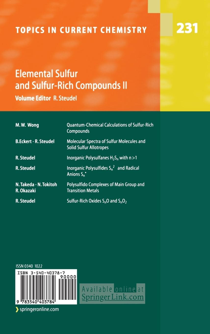 Rückseitencover Elemental Sulfur and Sulfur-Rich Compounds II