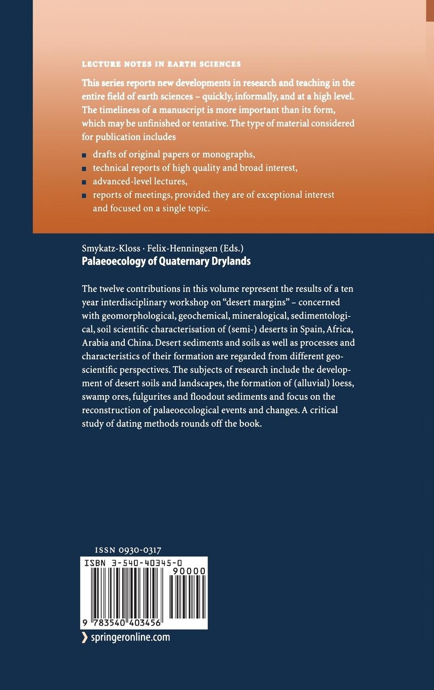 Rückseitencover Palaeoecology of Quaternary Drylands