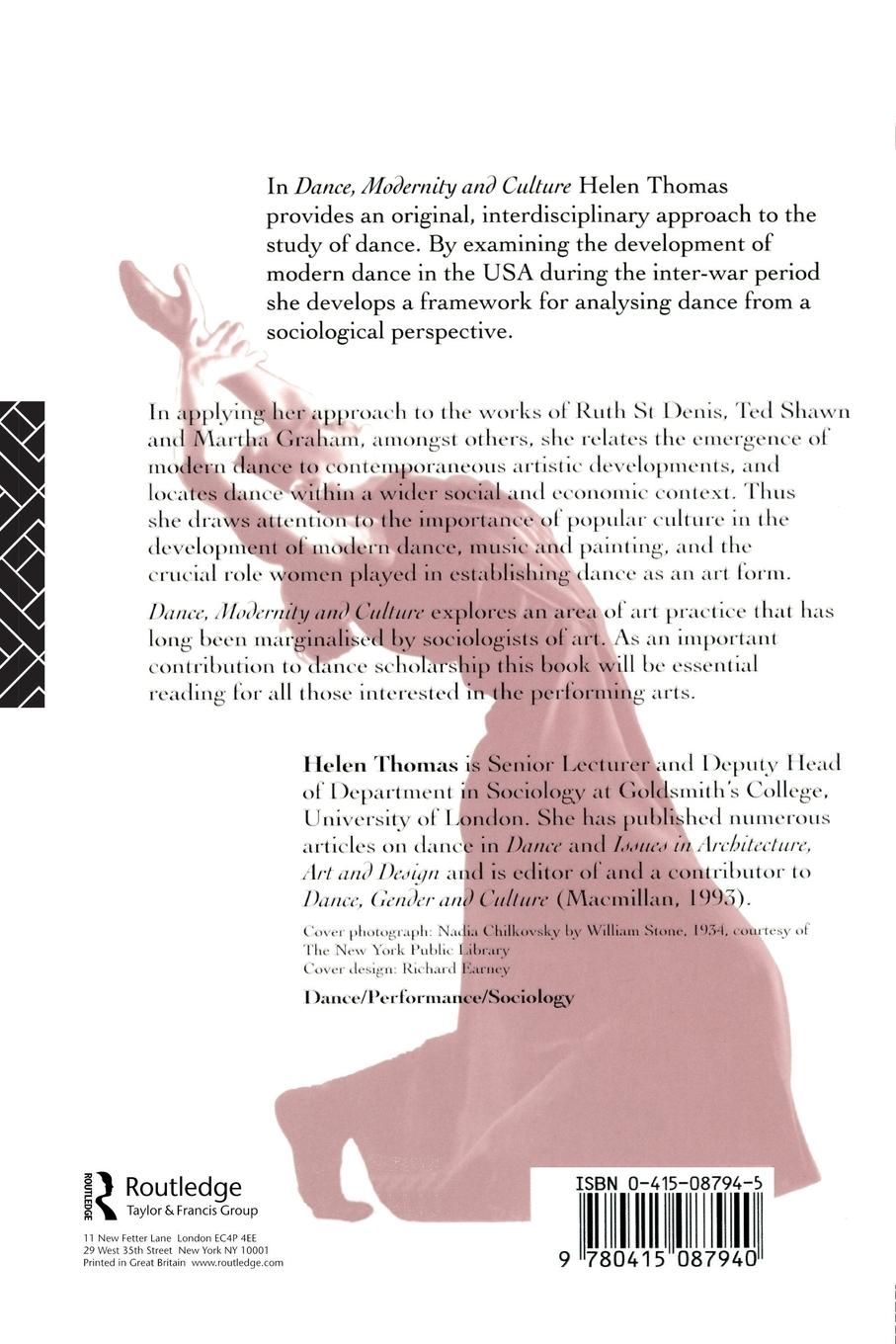 Rückseitencover Dance, Modernity and Culture