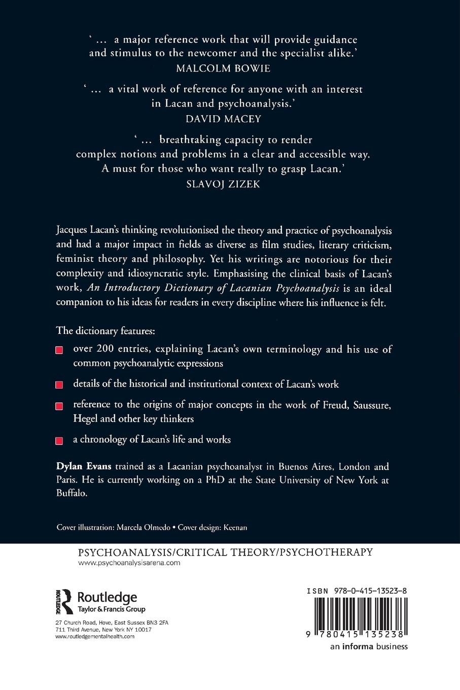 Rückseitencover An Introductory Dictionary of Lacanian Psychoanalysis