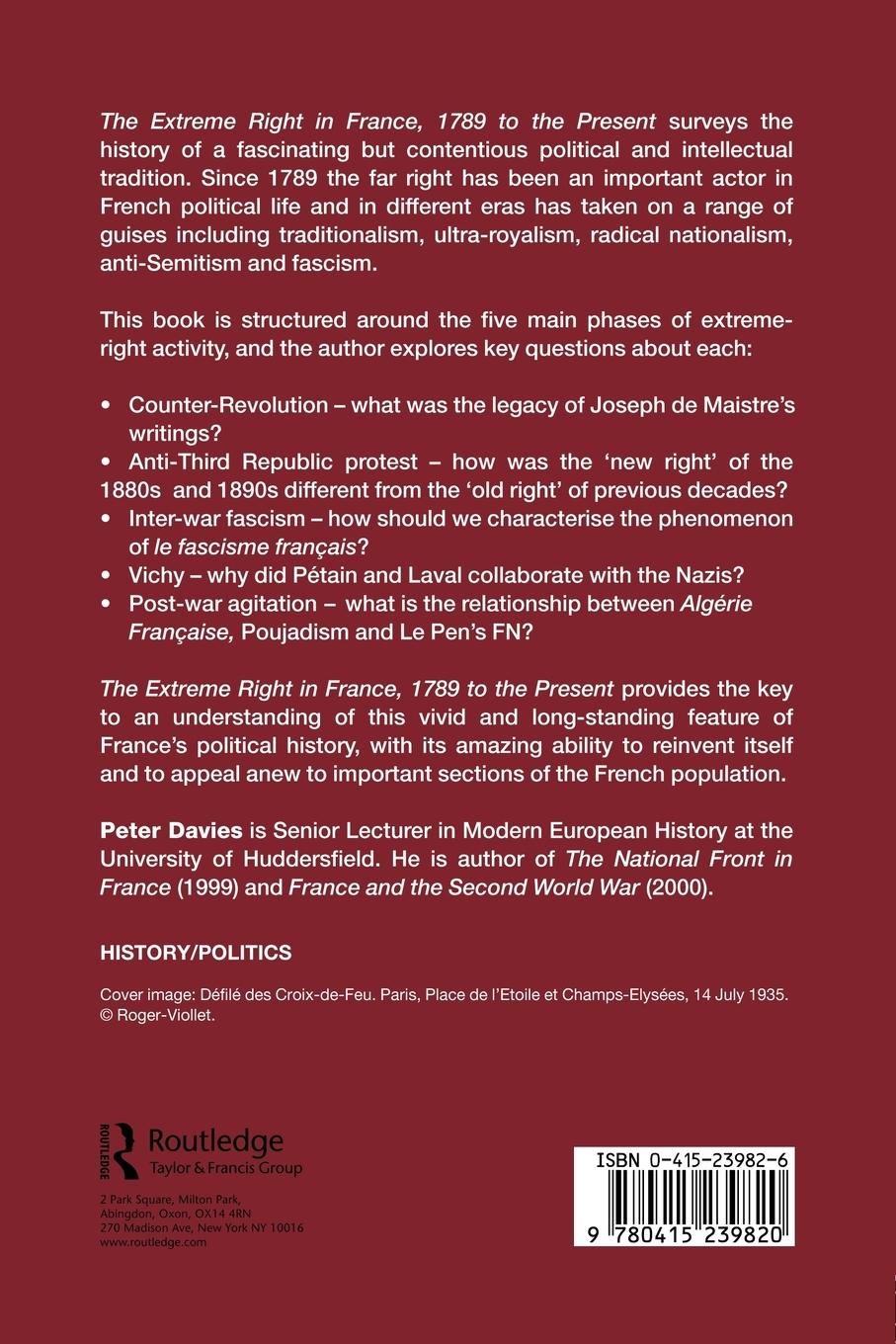 Rückseitencover The Extreme Right in France, 1789 to the Present