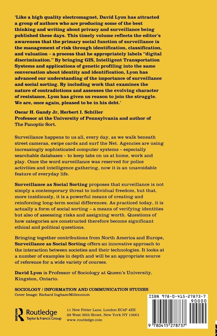 Rückseitencover Surveillance as Social Sorting