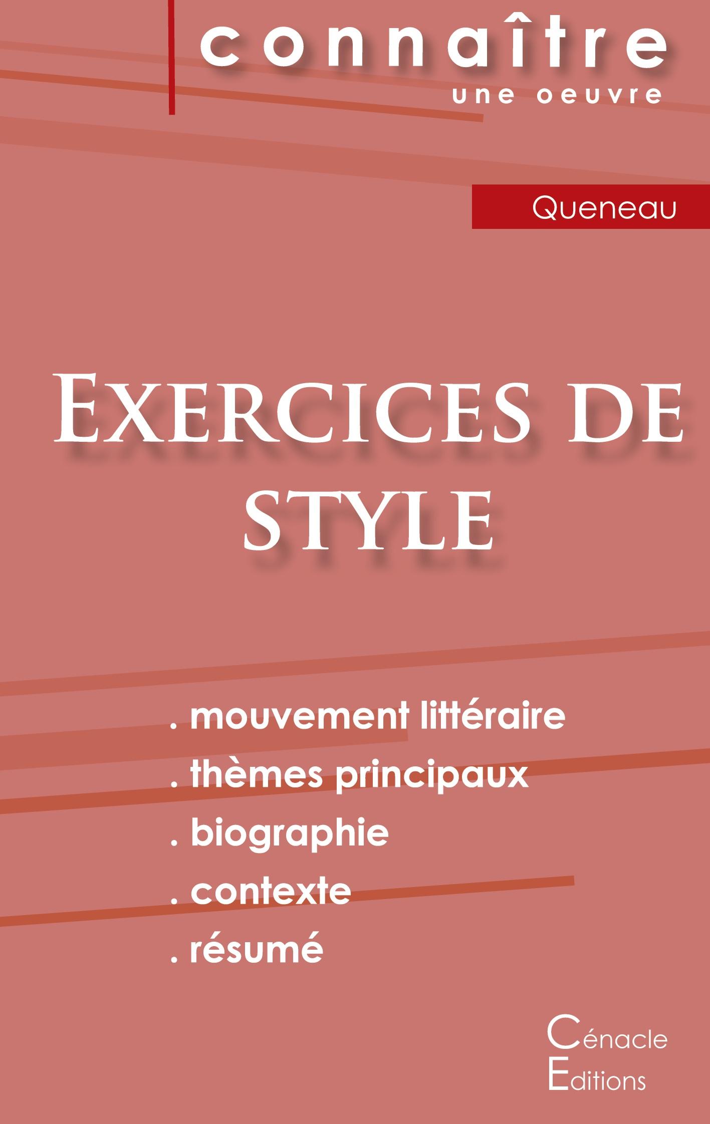 Vorderes Coverbild Fiche de lecture Exercices de style de Raymond Queneau (Analyse littéraire de référence et résumé complet)