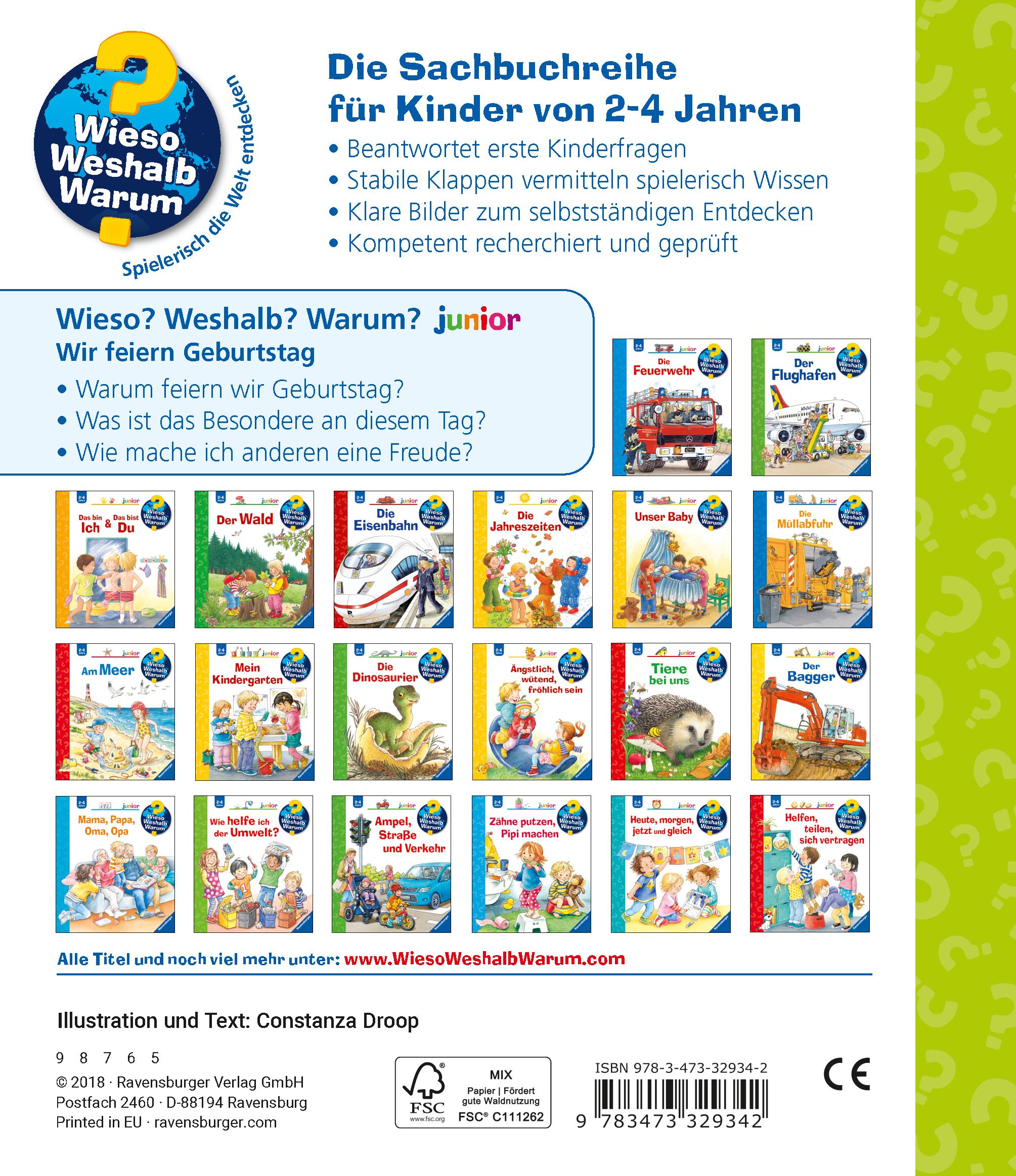 Rückseitencover Wieso? Weshalb? Warum? junior, Band 27: Wir feiern Geburtstag