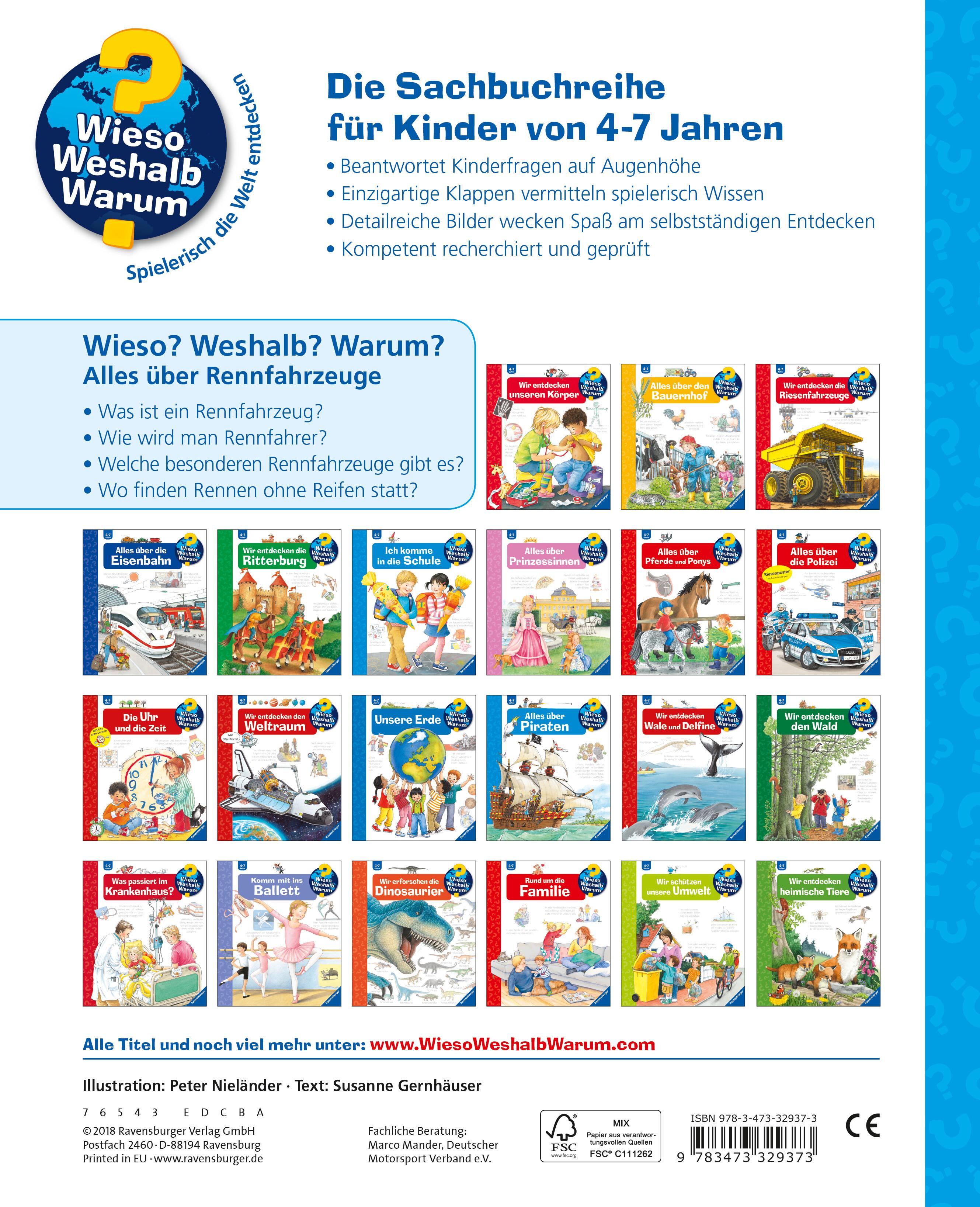 Rückseitencover Wieso? Weshalb? Warum?, Band 69: Alles über Rennfahrzeuge