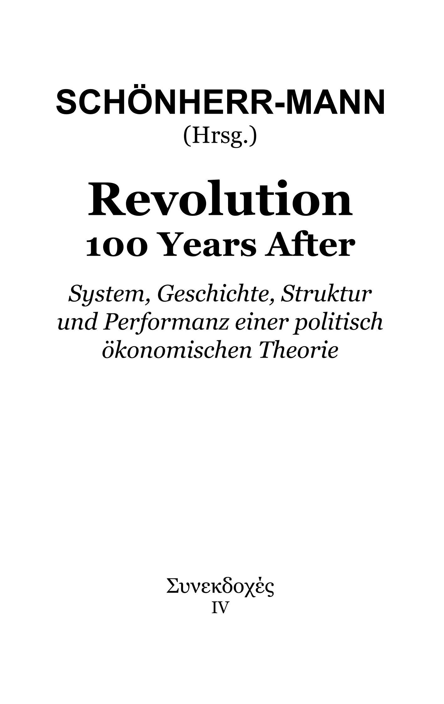 Vorderes Coverbild Revolution 100 Years After