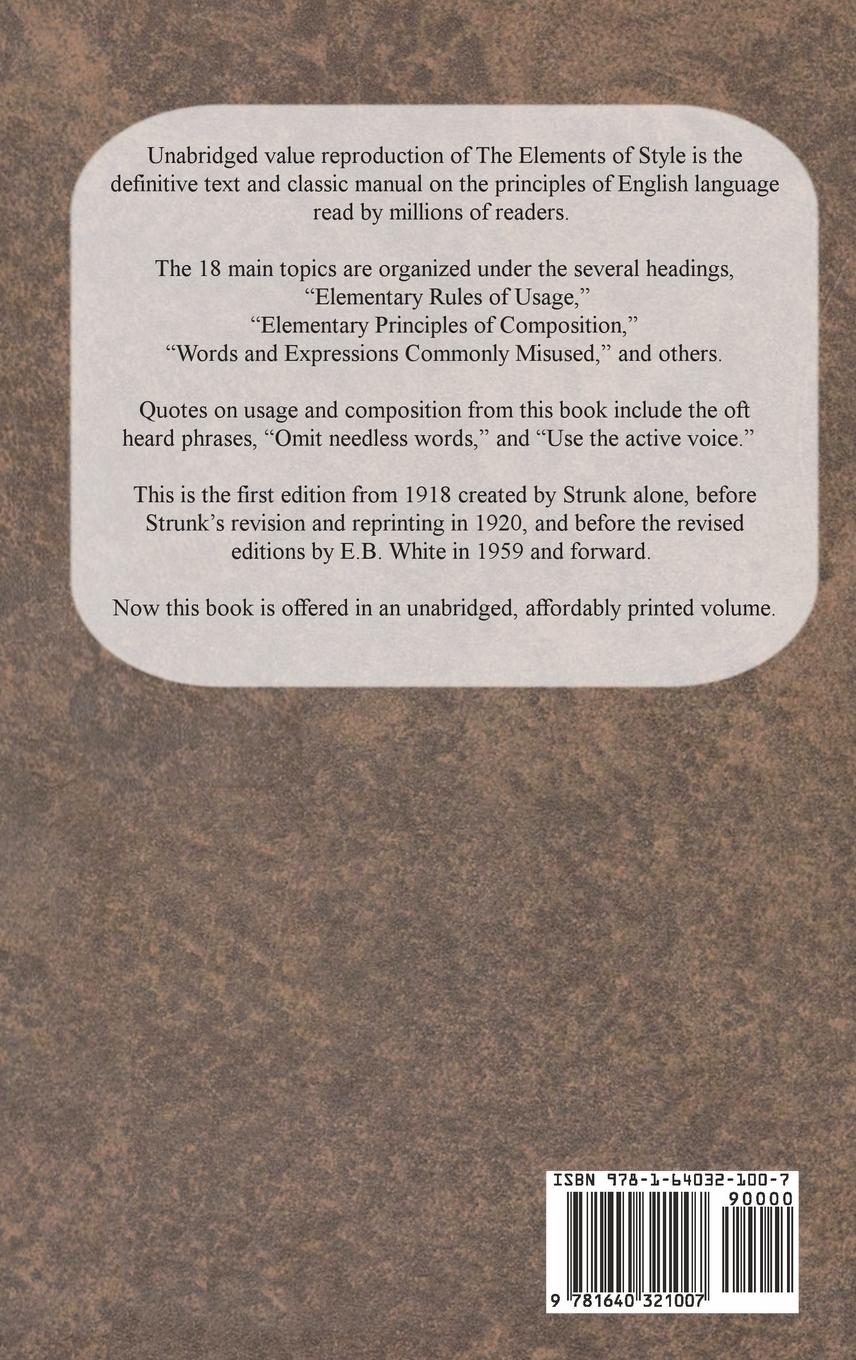 Rückseitencover The Elements of Style