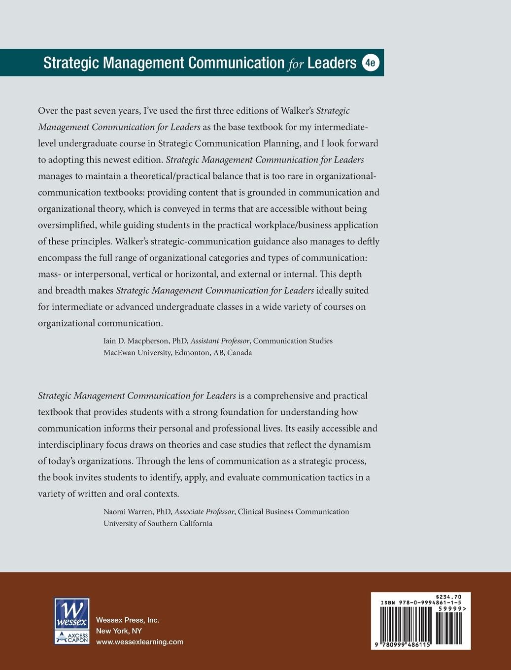 Rückseitencover Strategic Management Communication for Leaders