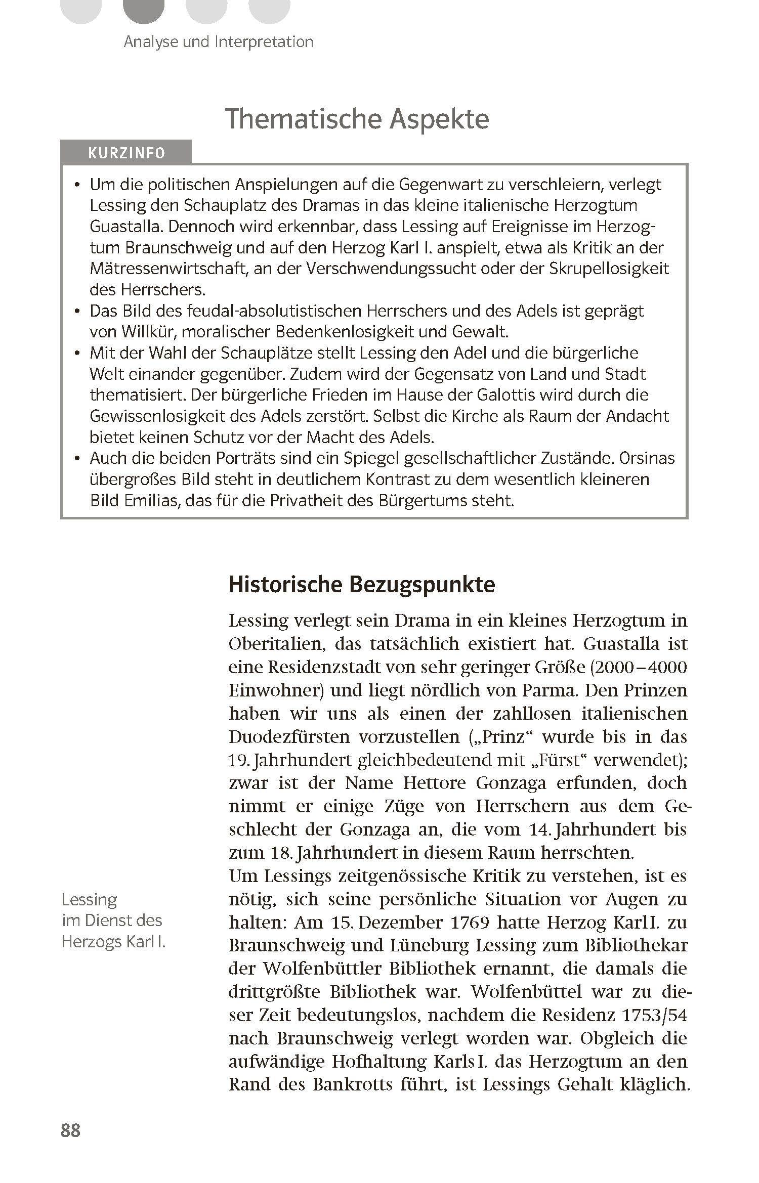 Beispielinhalt (Bild) Lektürehilfen Gotthold Ephraim Lessing "Emilia Galotti"