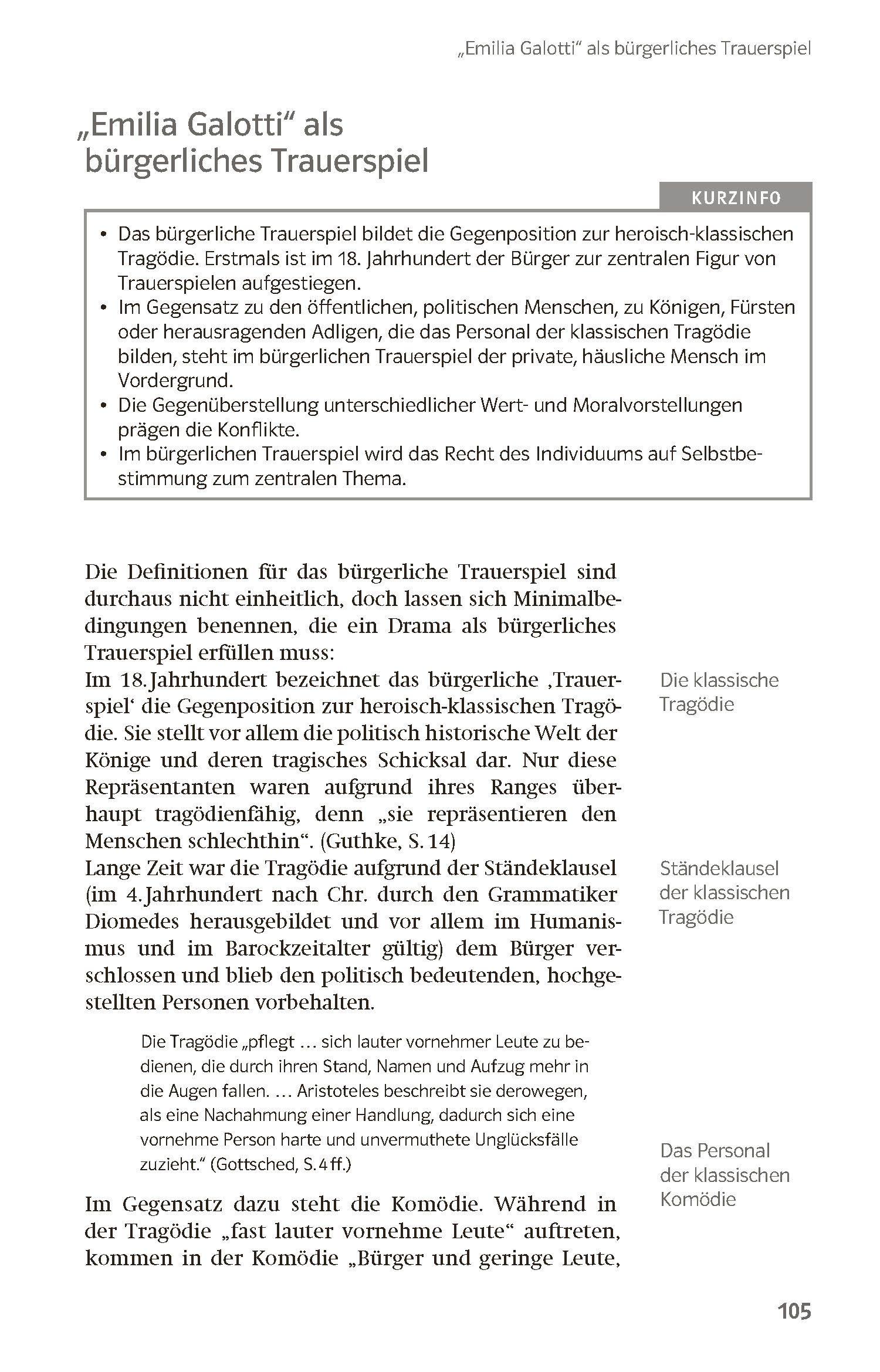 Beispielinhalt (Bild) Lektürehilfen Gotthold Ephraim Lessing "Emilia Galotti"