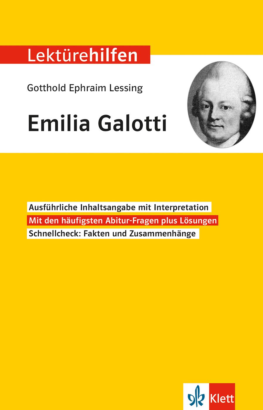 Vorderes Coverbild Lektürehilfen Gotthold Ephraim Lessing "Emilia Galotti"