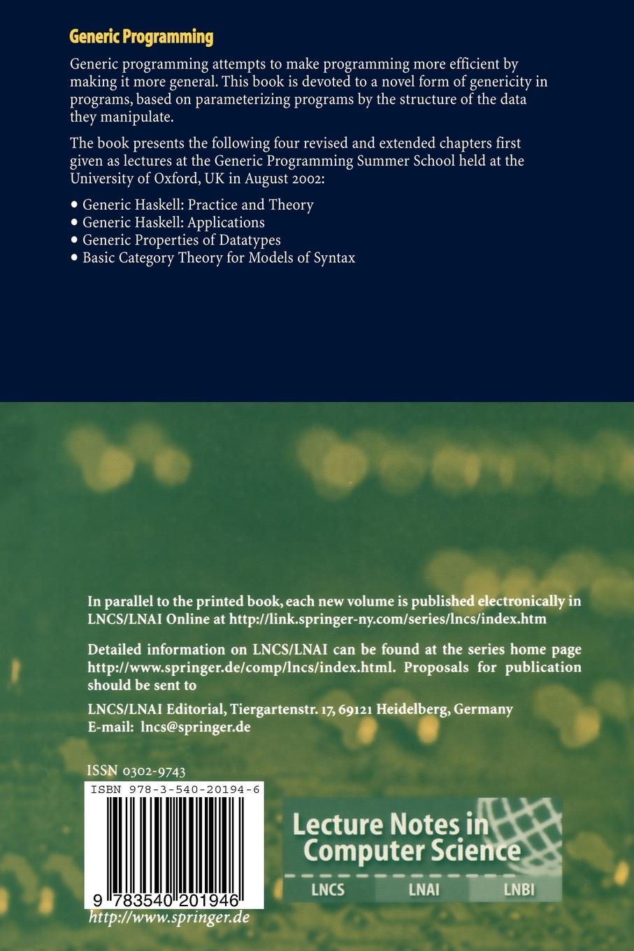 Rückseitencover Generic Programming