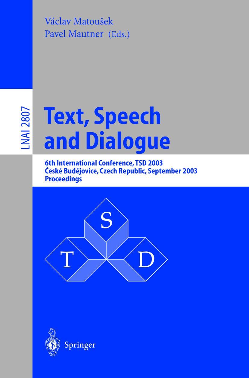 Vorderes Coverbild Text, Speech and Dialogue