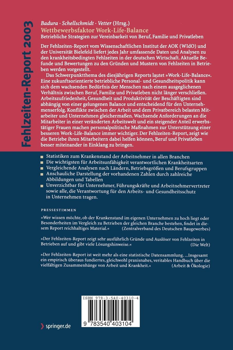 Rückseitencover Fehlzeiten-Report 2003