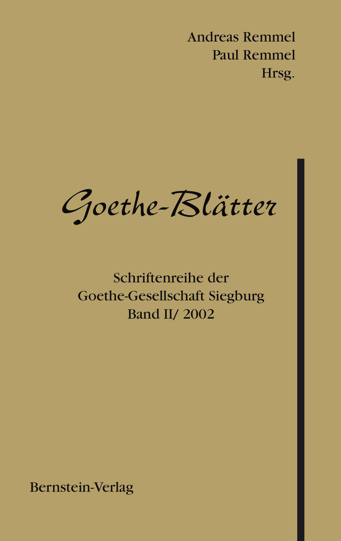Vorderes Coverbild Goethe-Blätter