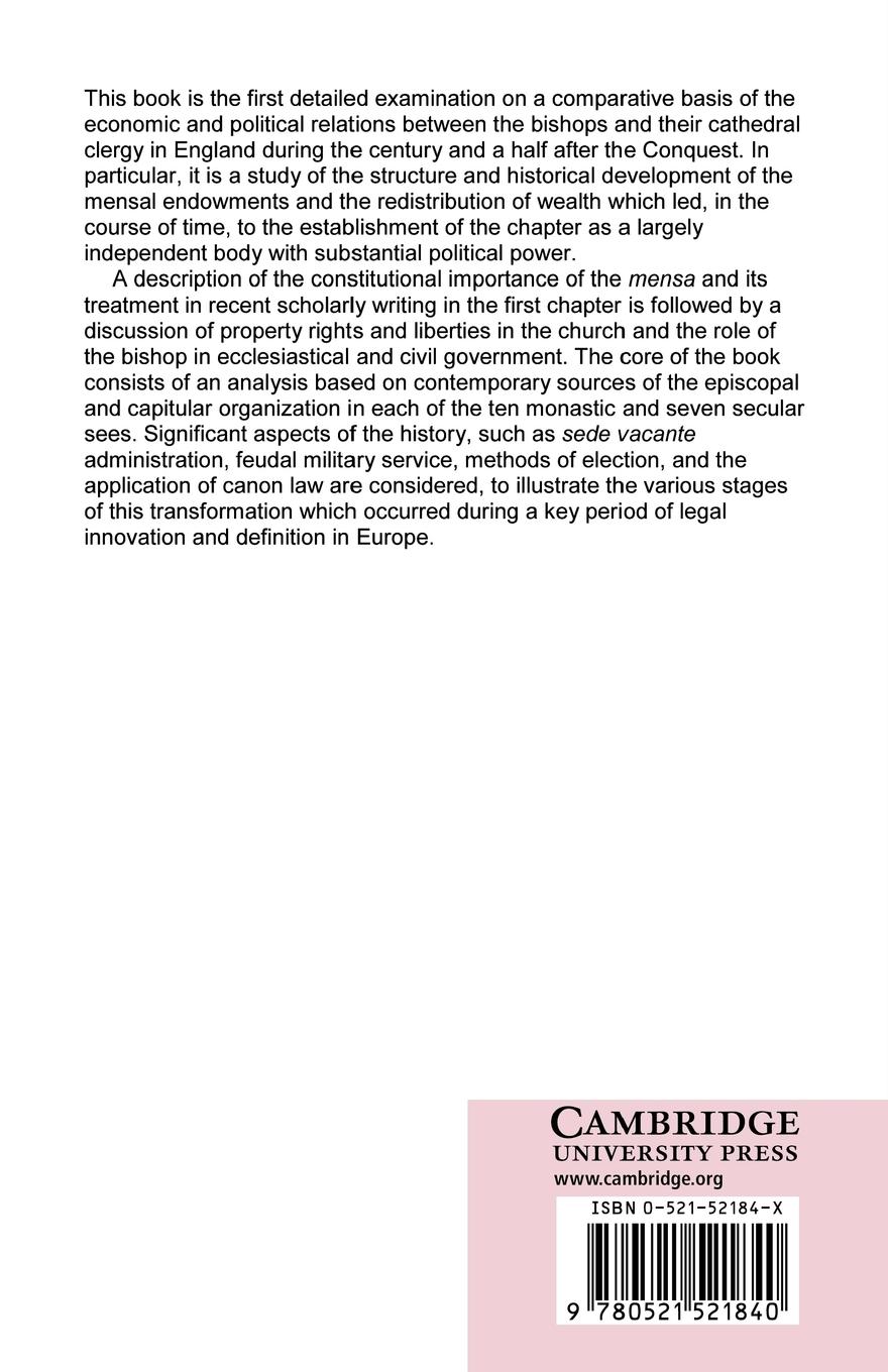 Rückseitencover Bishop and Chapter in Twelfth-Century England