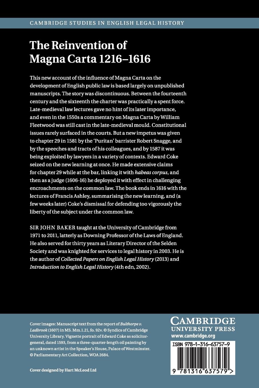 Rückseitencover The Reinvention of Magna Carta 1216-1616