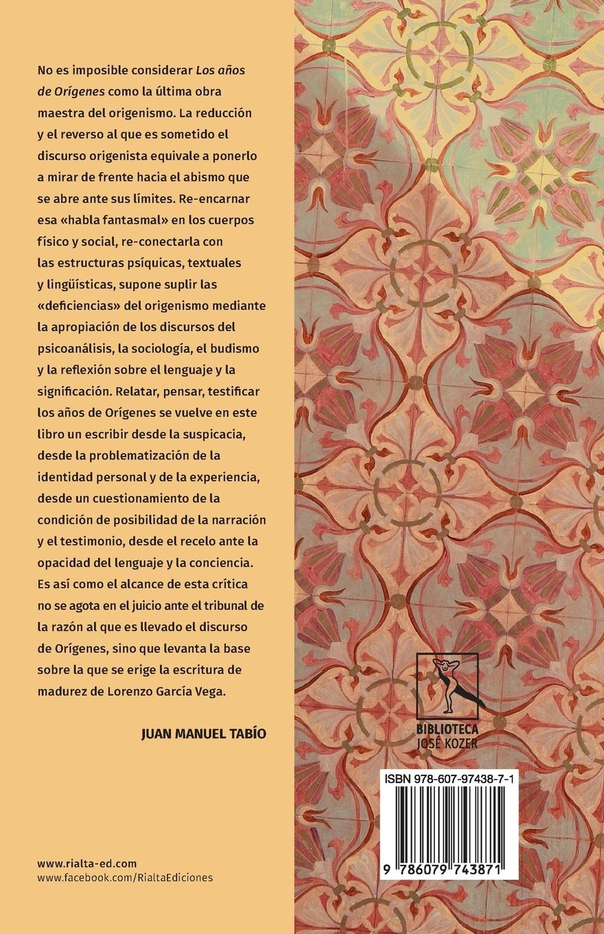 Rückseitencover Los años de Orígenes