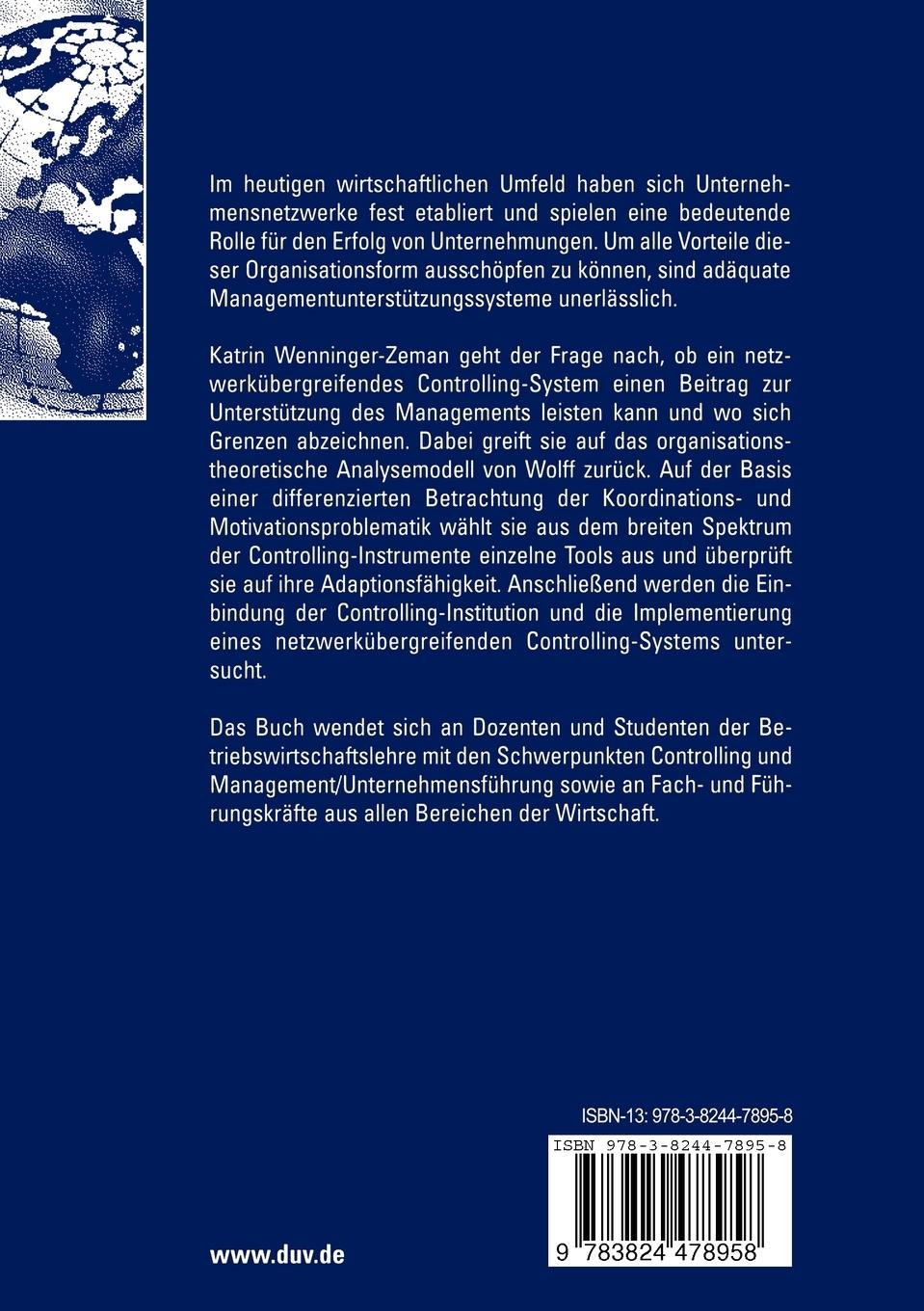 Rückseitencover Controlling in Unternehmensnetzwerken