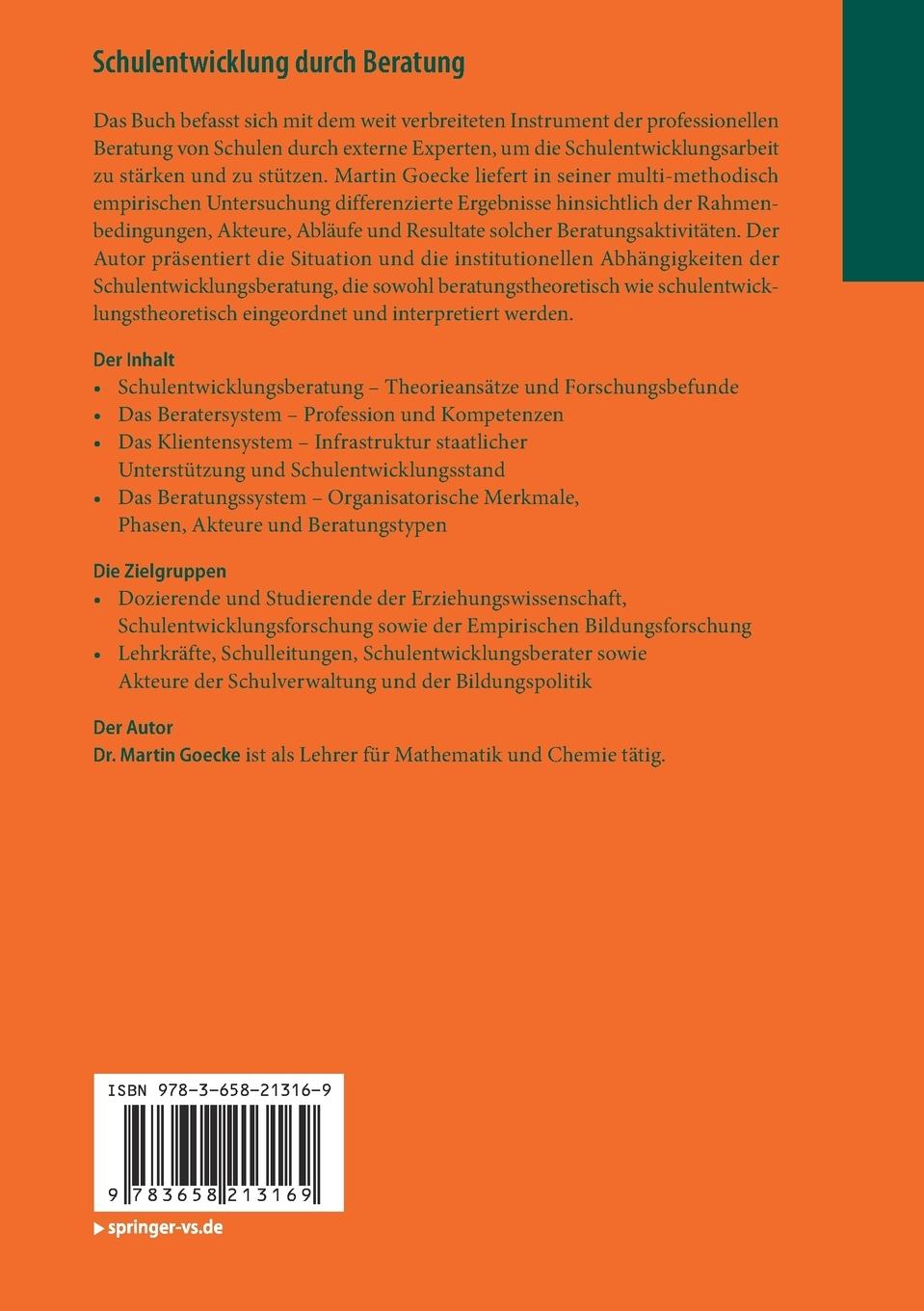 Rückseitencover Schulentwicklung durch Beratung