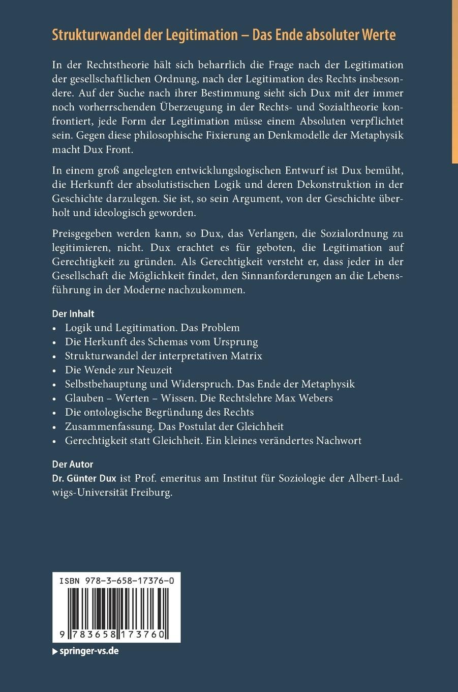 Rückseitencover Strukturwandel der Legitimation - Das Ende absoluter Werte