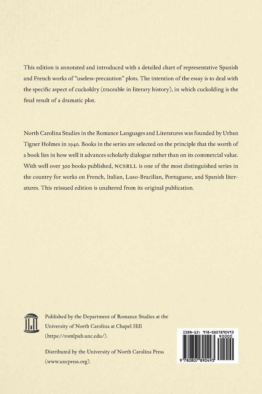 Rückseitencover A History of the Useless Precaution Plot in Spanish and French Literature