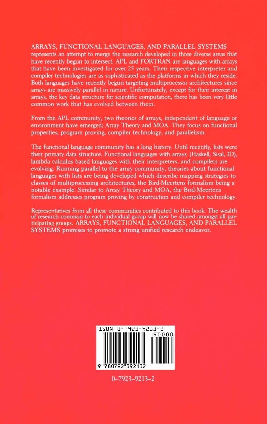 Rückseitencover Arrays, Functional Languages, and Parallel Systems