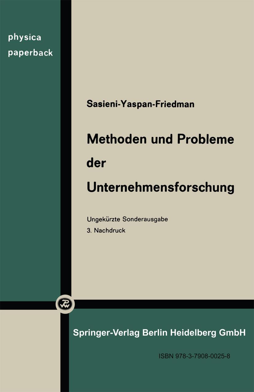 Vorderes Coverbild Methoden und Probleme der Unternehmensforschung