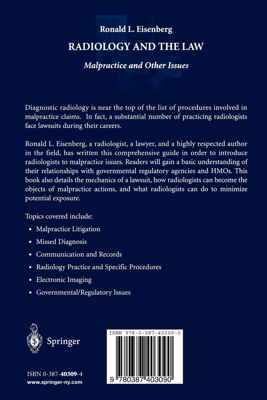 Rückseitencover Radiology and the Law