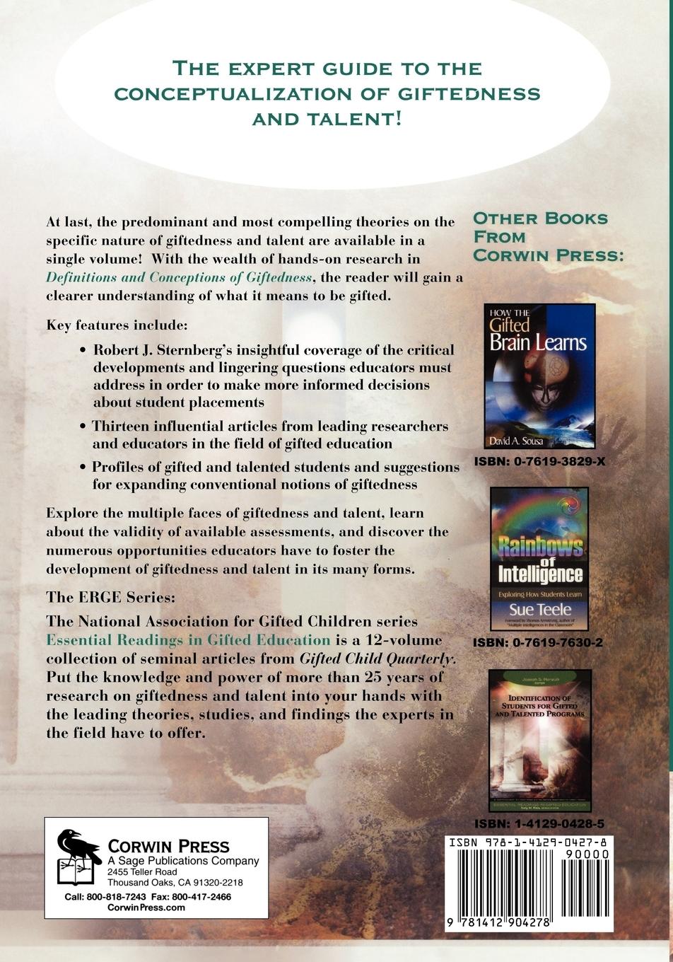 Rückseitencover Definitions and Conceptions of Giftedness