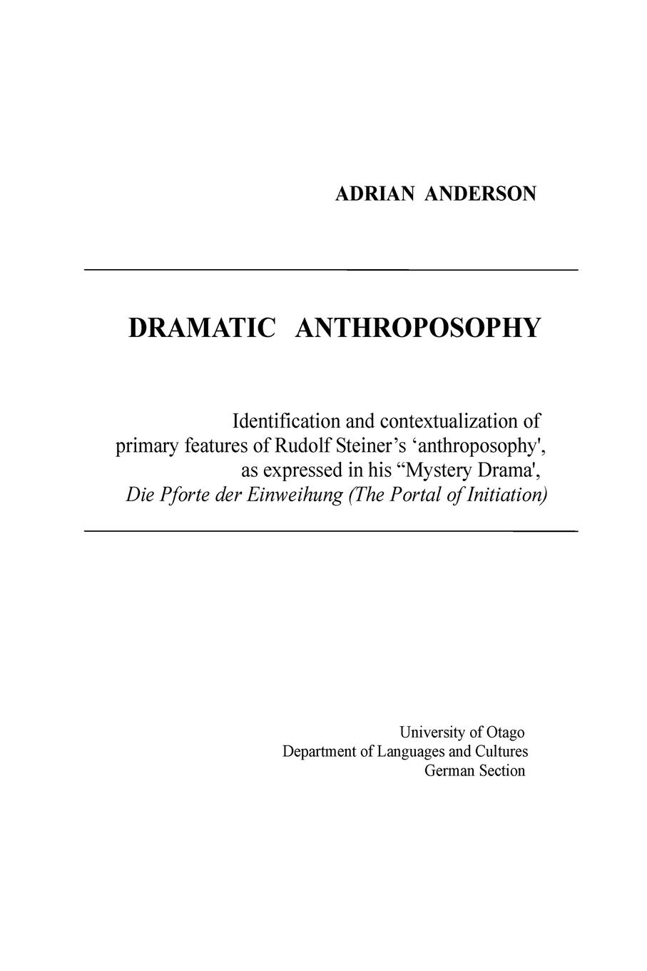 Vorderes Coverbild Dramatic Anthroposophy
