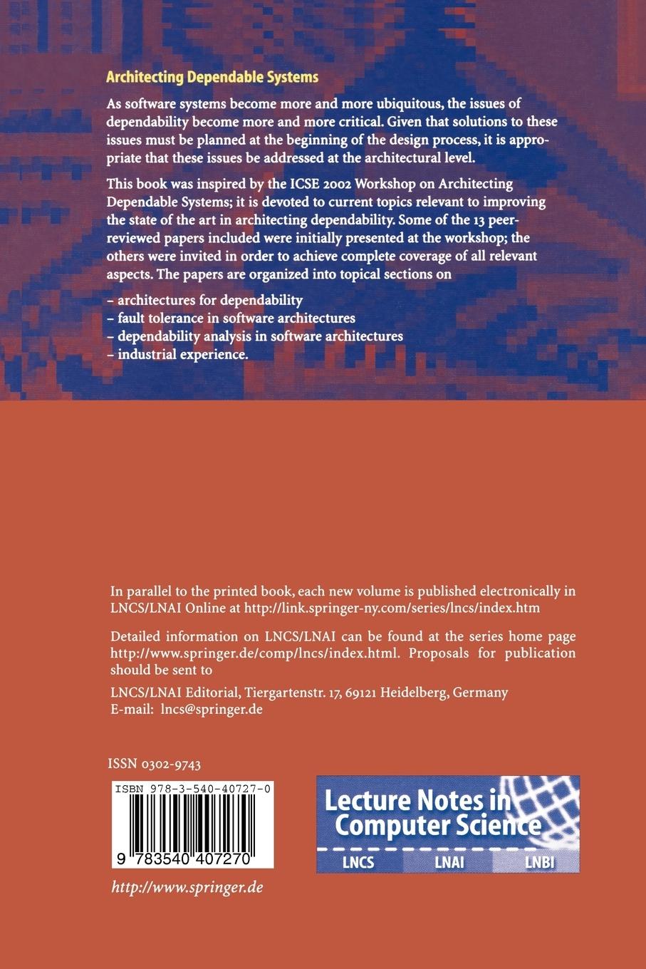 Rückseitencover Architecting Dependable Systems