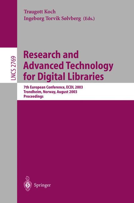 Vorderes Coverbild Research and Advanced Technology for Digital Libraries