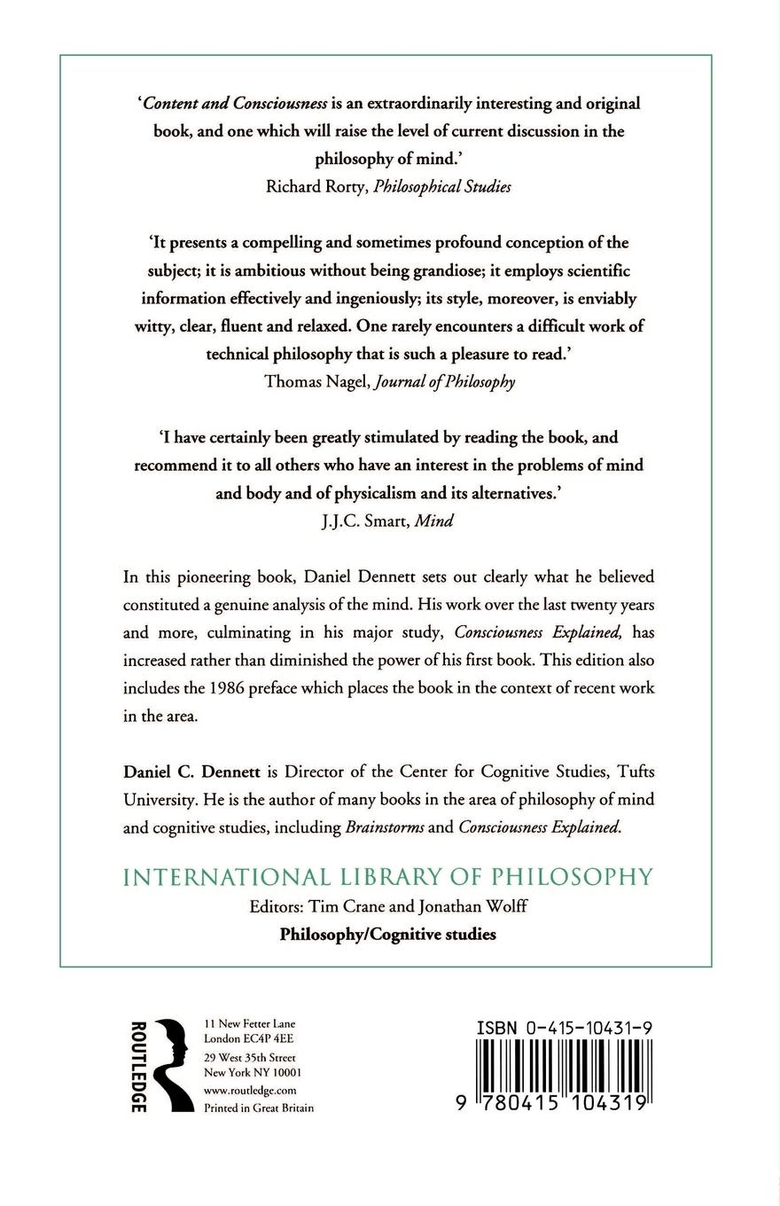Rückseitencover Content and Consciousness
