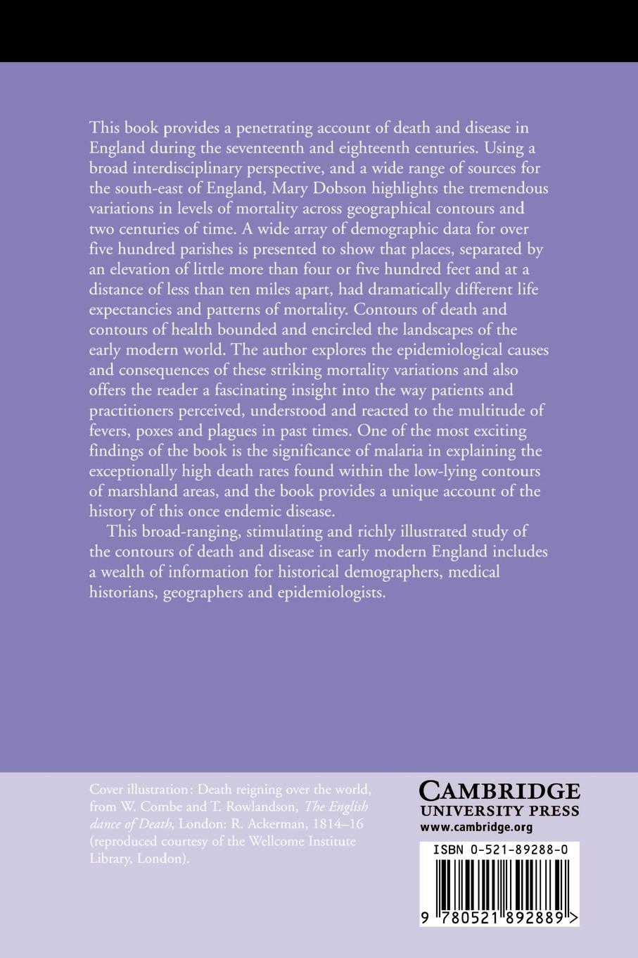 Rückseitencover Contours of Death and Disease in Early Modern England