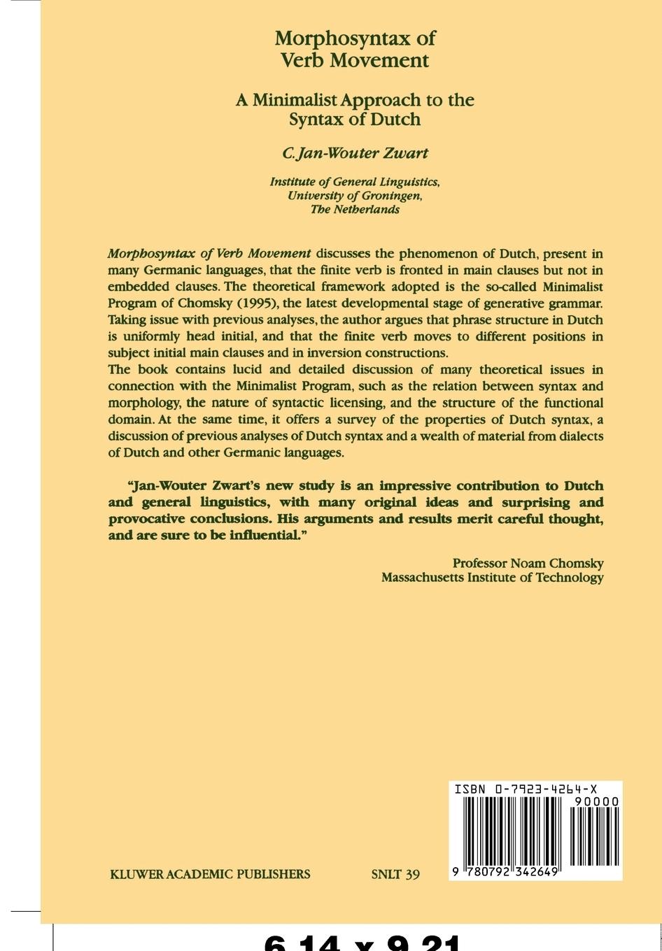 Rückseitencover Morphosyntax of Verb Movement