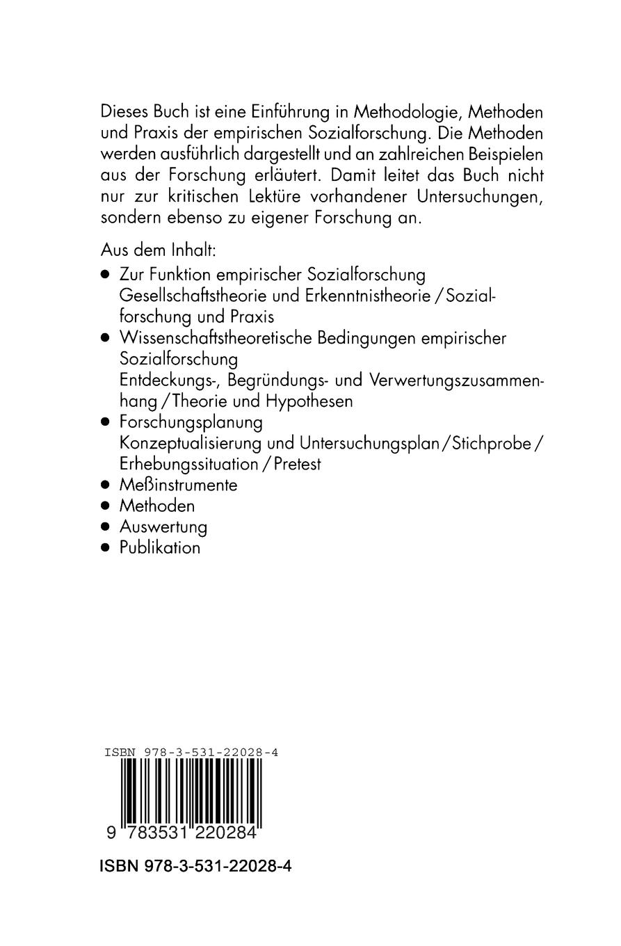 Rückseitencover Methoden empirischer Sozialforschung