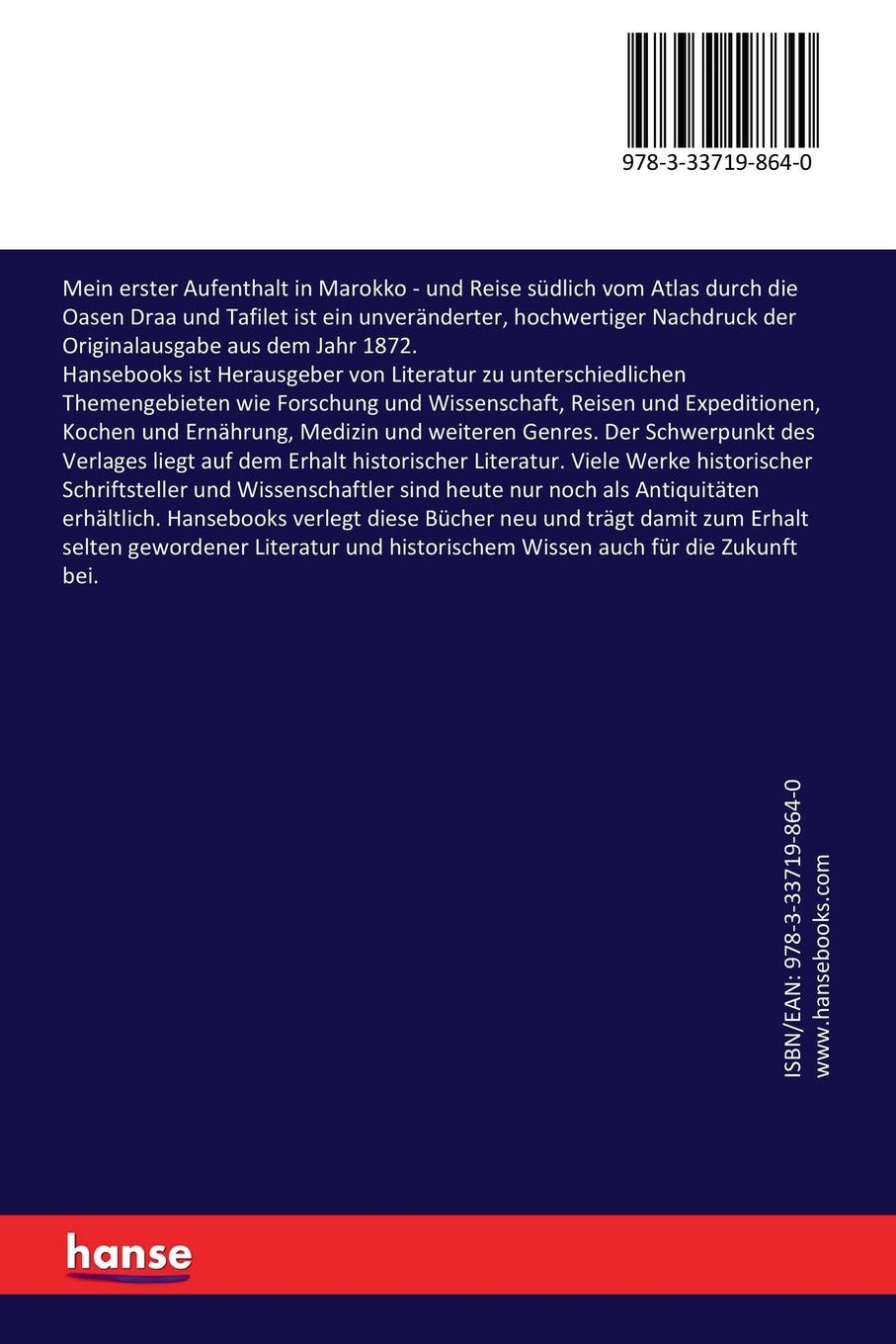 Rückseitencover Mein erster Aufenthalt in Marokko