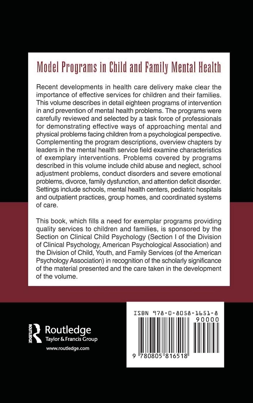 Rückseitencover Model Programs in Child and Family Mental Health