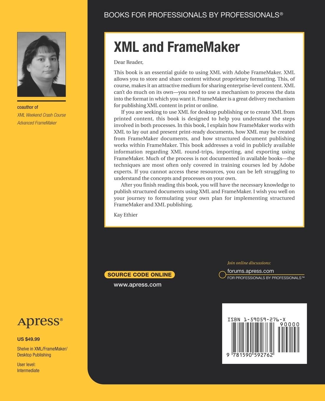 Rückseitencover XML and FrameMaker