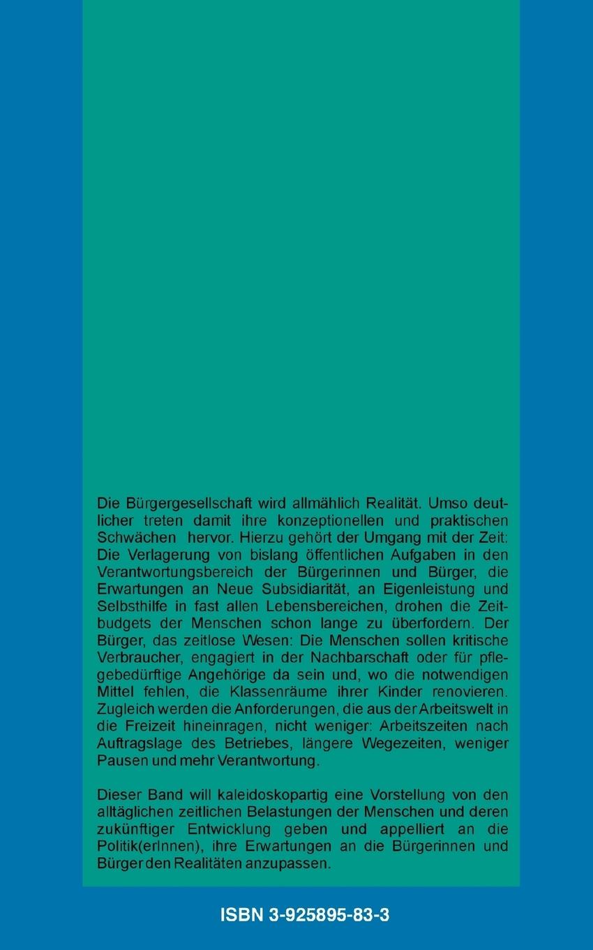 Rückseitencover Zeit für alles - Zeit für nichts?
