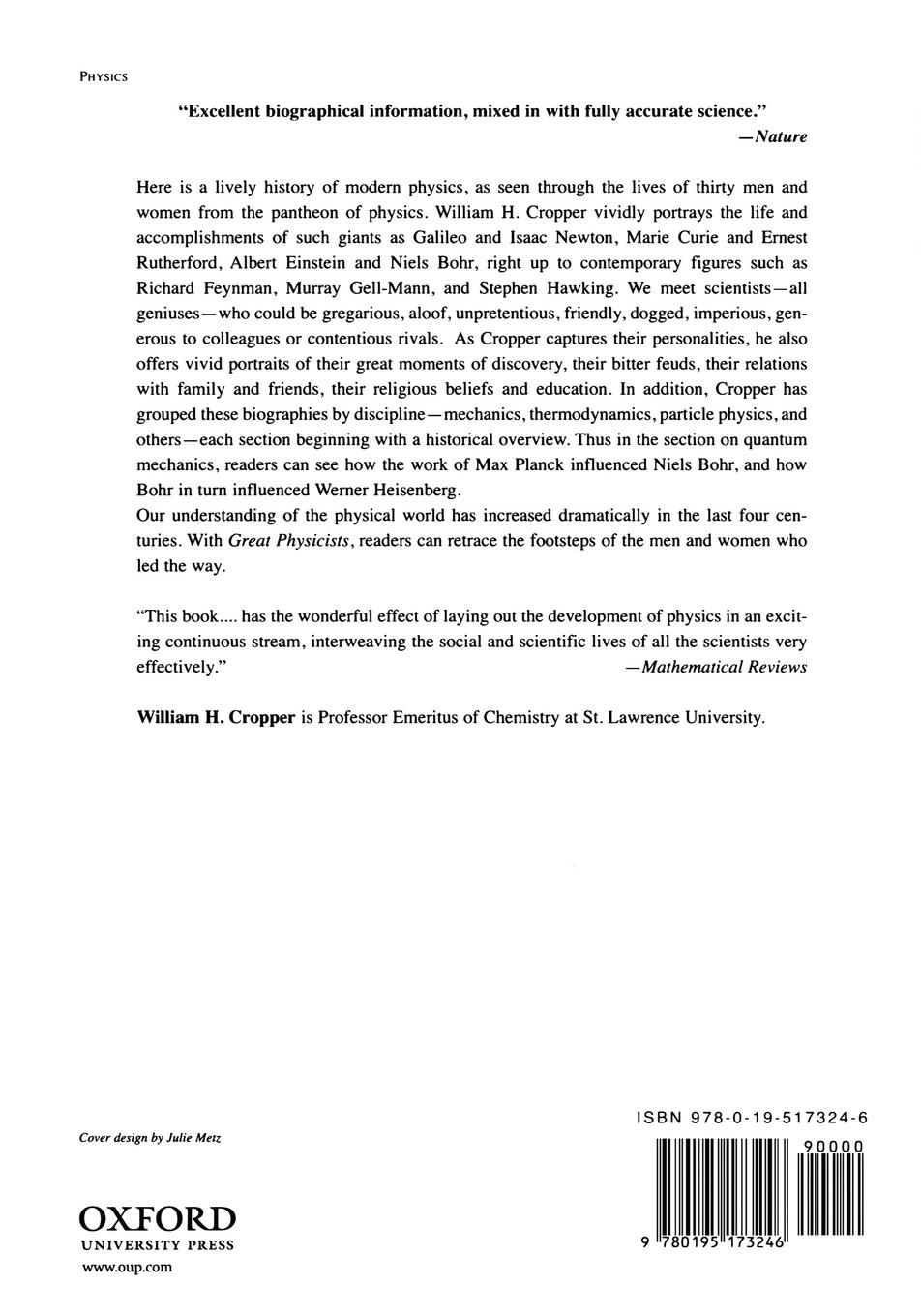 Rückseitencover Great Physicists