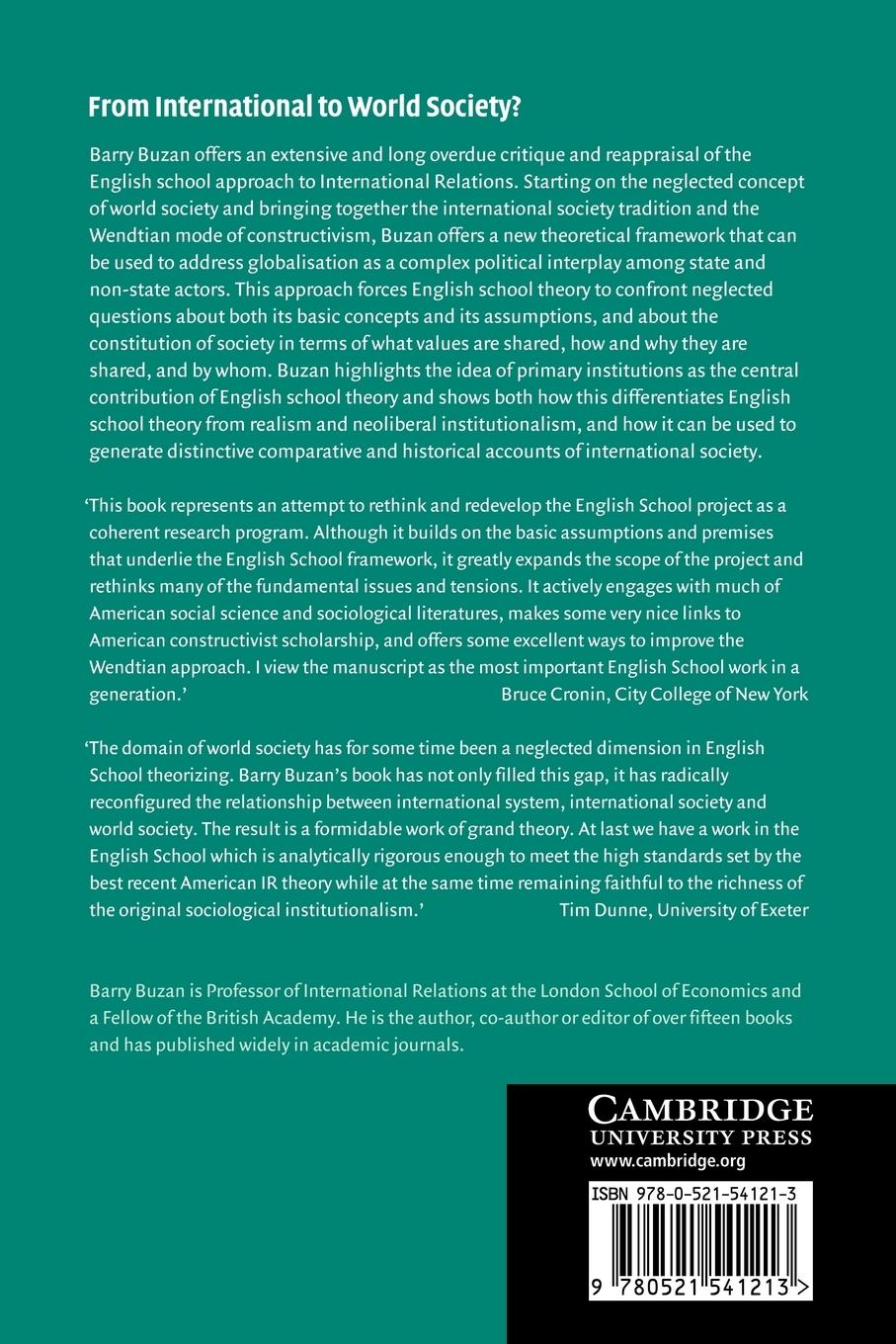 Rückseitencover From International to World Society?