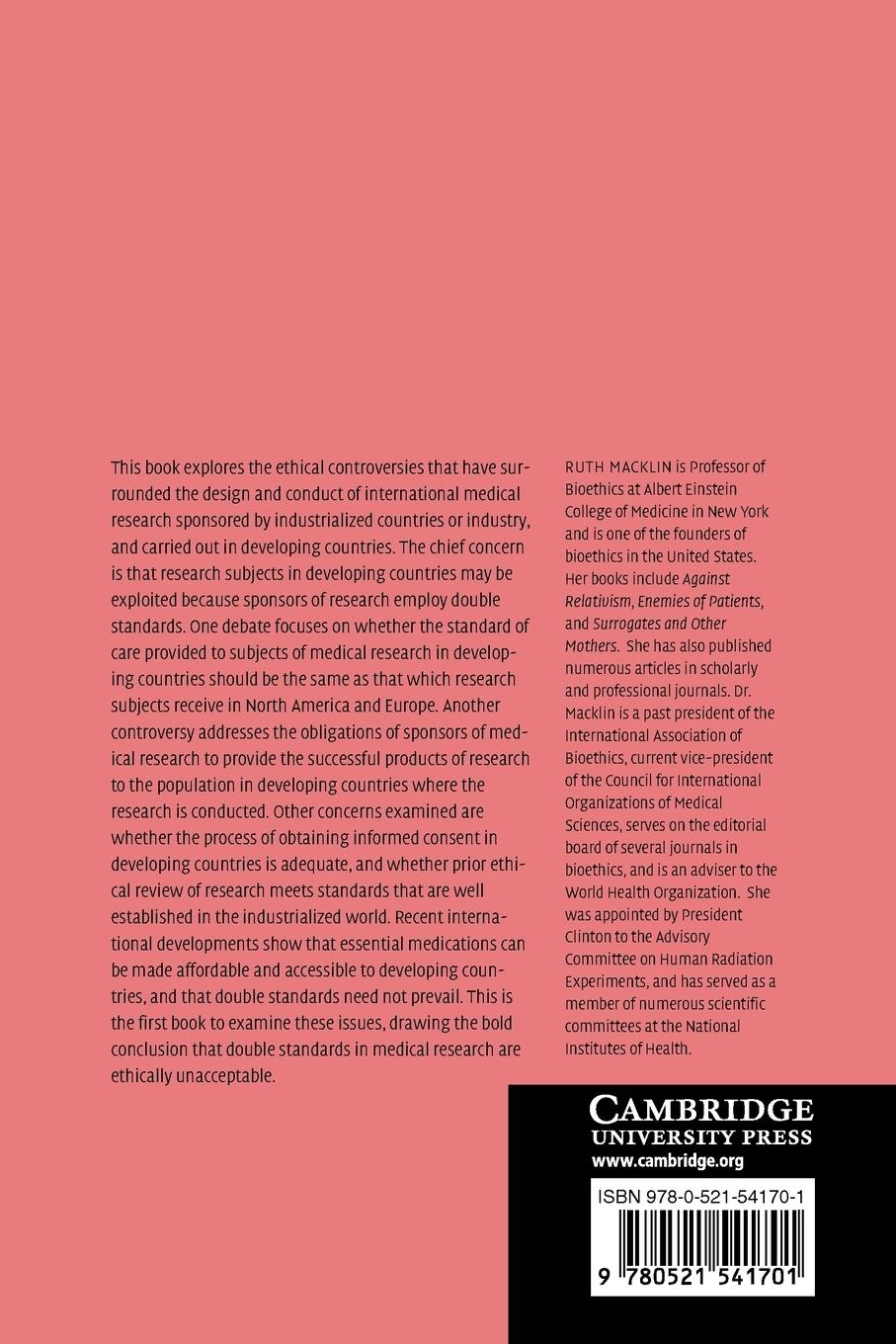 Rückseitencover Double Standards in Medical Research in Developing Countries