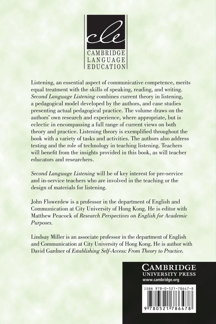 Rückseitencover Second Language Listening
