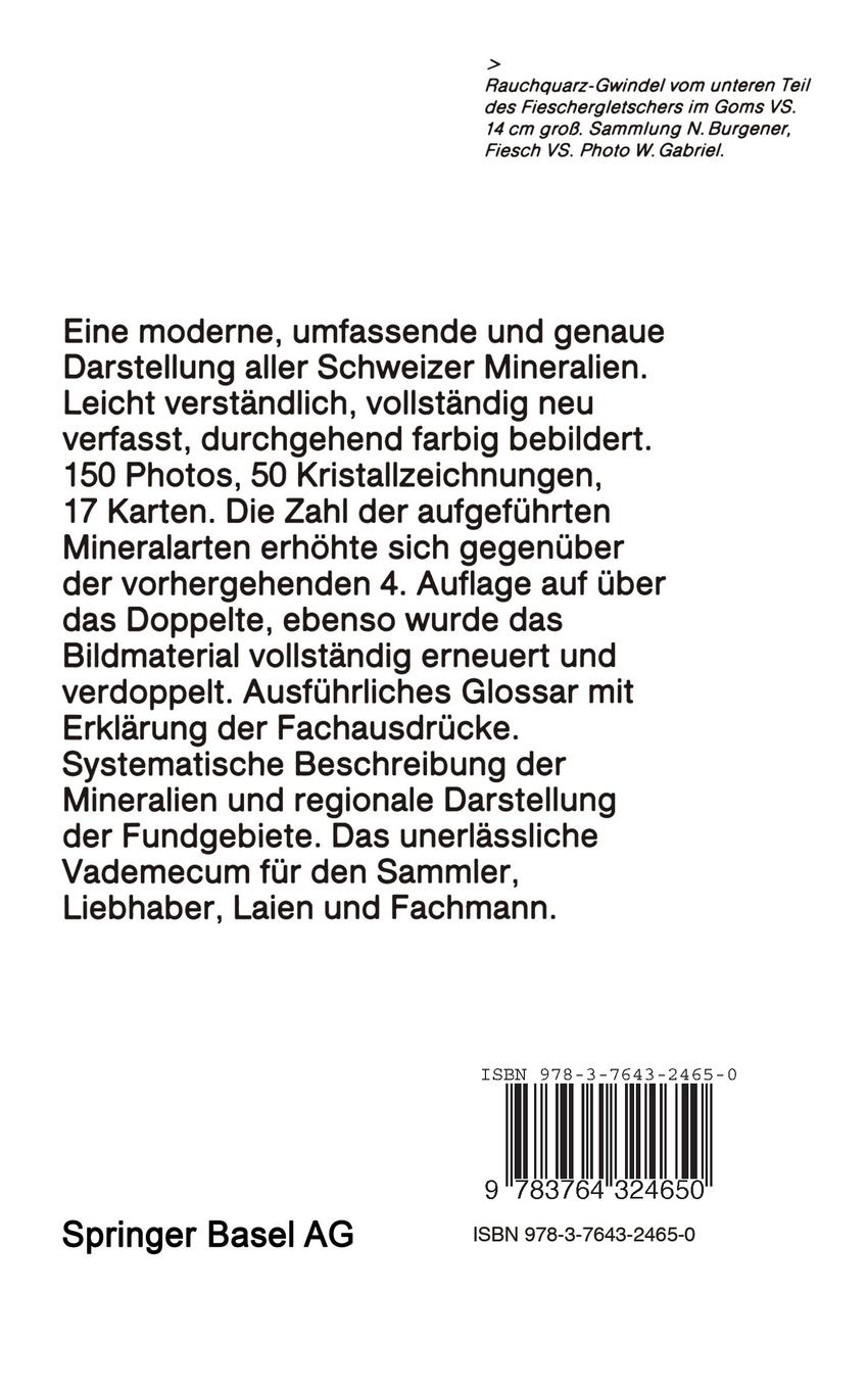 Rückseitencover Die Mineralien der Schweiz