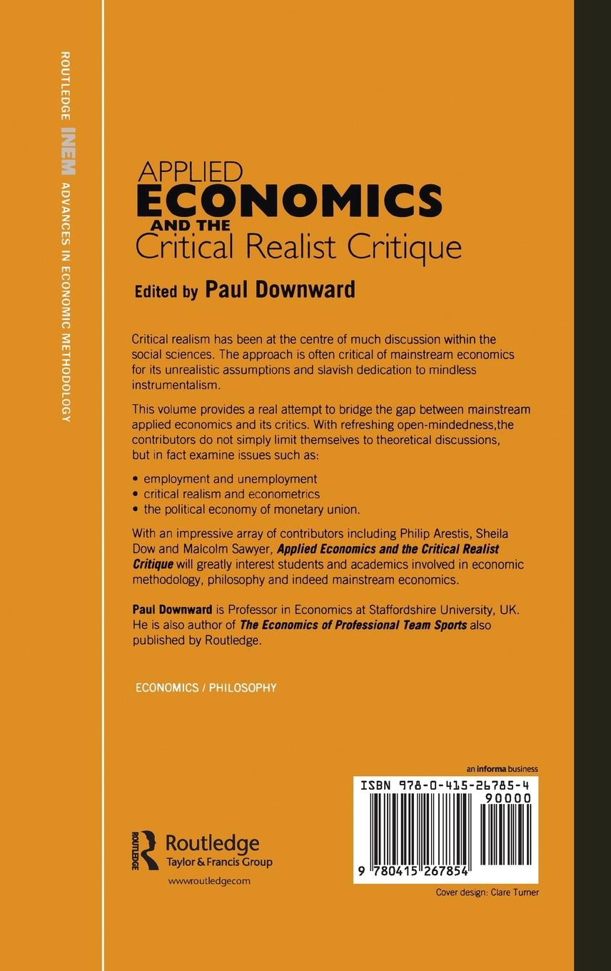 Rückseitencover Applied Economics and the Critical Realist Critique