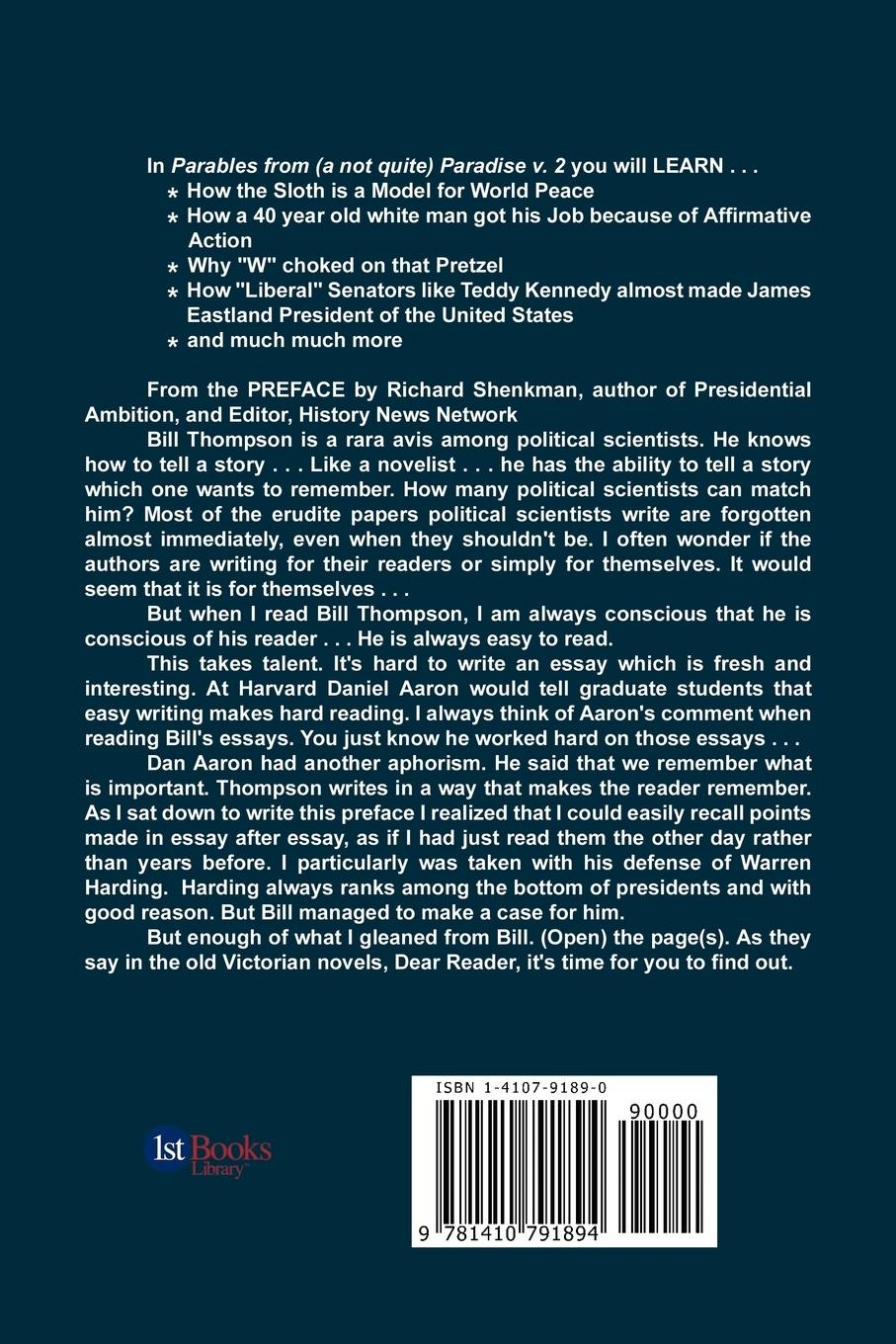 Rückseitencover Parables from (a not quite) Paradise, NV 89154