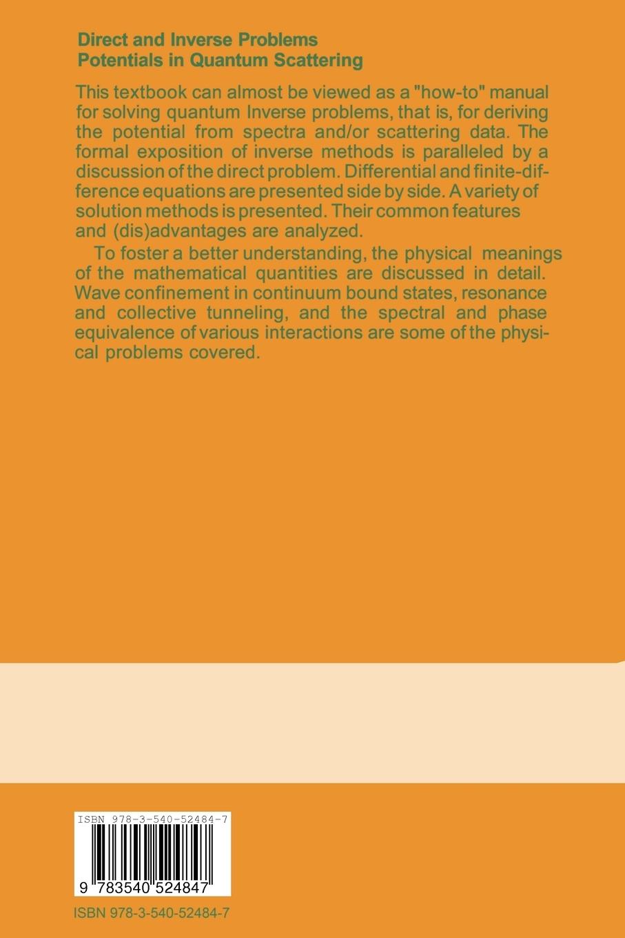 Rückseitencover Direct and Inverse Problems